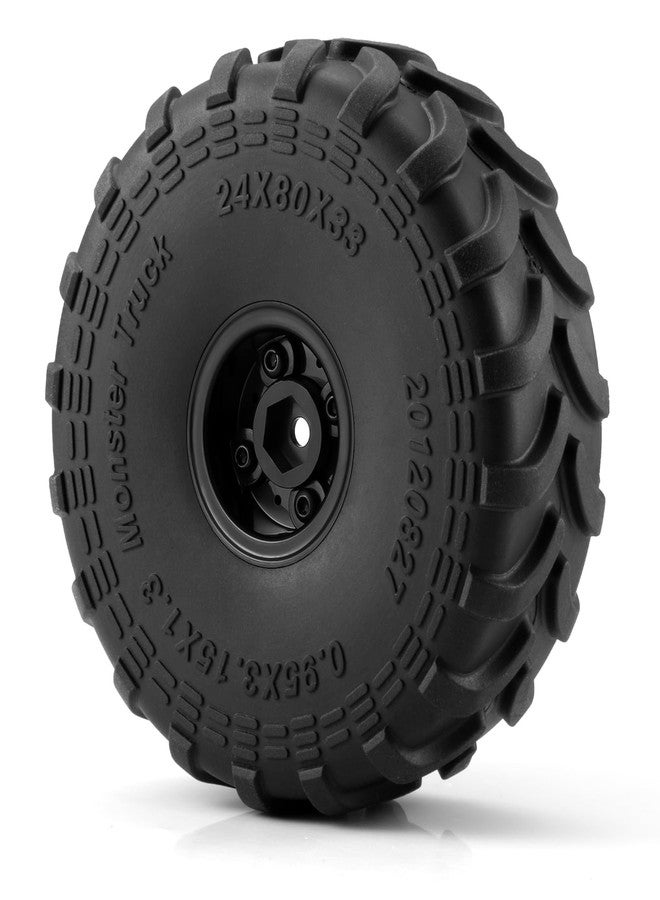 JGGZONE RC Monster Truck Wheel Rim Tires Set 4Pcs 80 * 33mm Large Sticky Crawler Tires with Wheels for 1/24 RC Car Axial SCX24 AX24 FCX24 1/18 Scale TRX4M Upgrades Upgrade Wheels - Image 3
